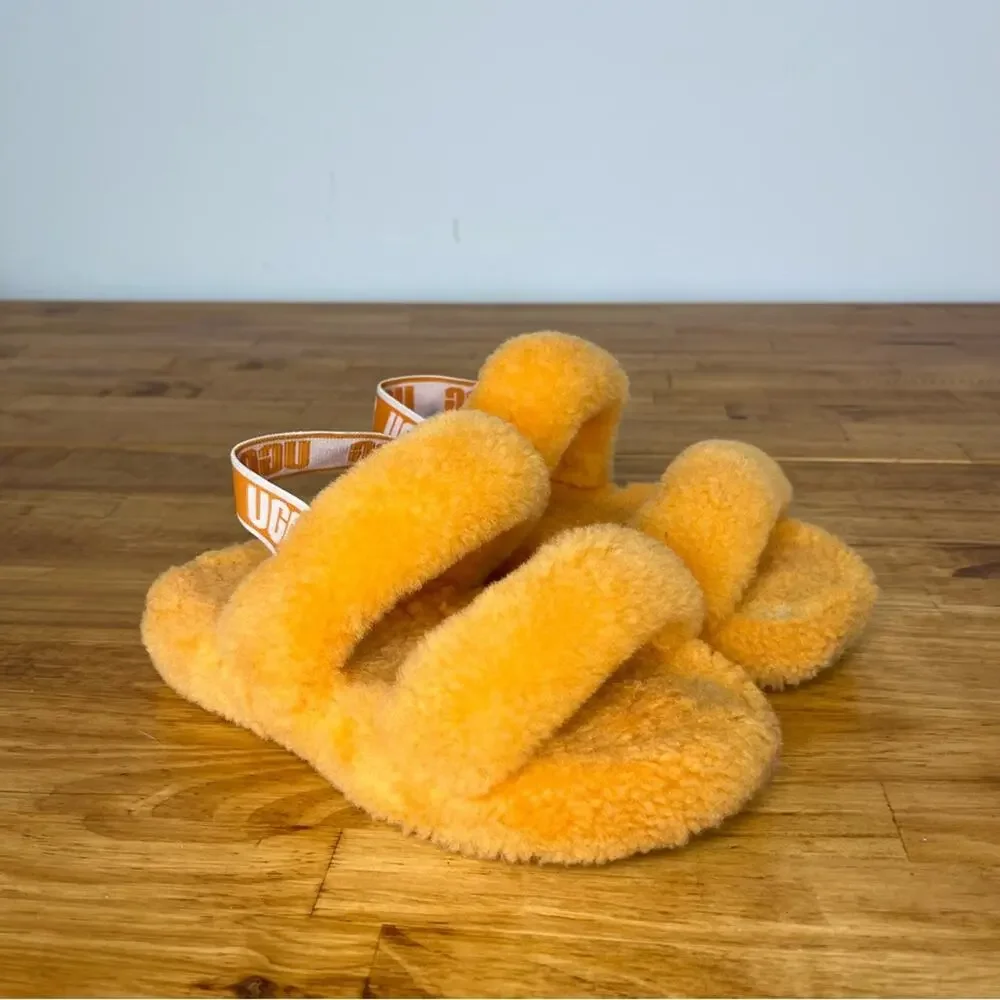 Ugg Oh Yeah Orange Double Strap Fuzzy Slippers Size 13 Youth